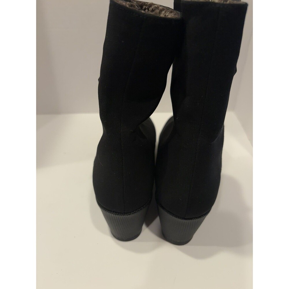 Stuart Weitzman Sidetrack Wedge Ankle Bootie Womens 9 Black Suede Zip - Picture 3 of 8